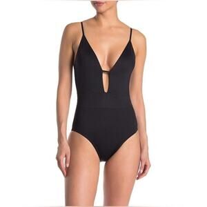 Becca Color Code Plunge One Piece Swimsuit Black